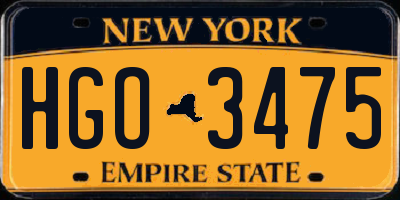 NY license plate HGO3475