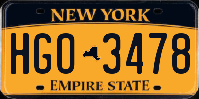 NY license plate HGO3478