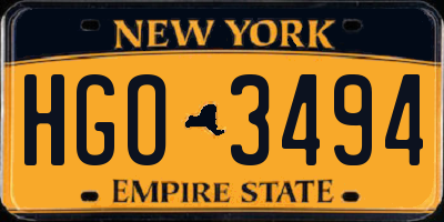 NY license plate HGO3494