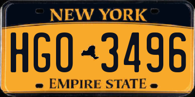 NY license plate HGO3496