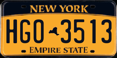 NY license plate HGO3513