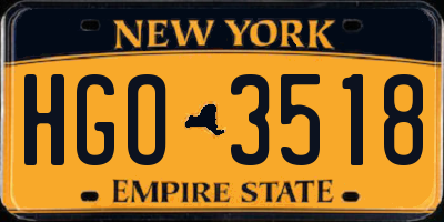 NY license plate HGO3518