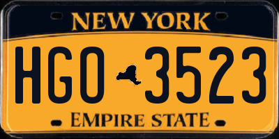 NY license plate HGO3523