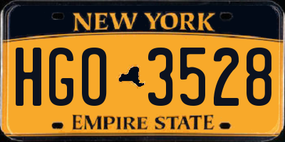 NY license plate HGO3528