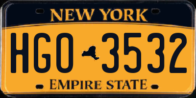 NY license plate HGO3532