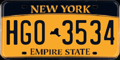 NY license plate HGO3534