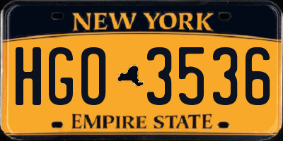 NY license plate HGO3536