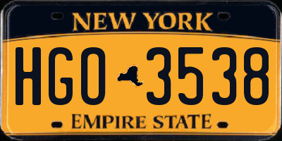 NY license plate HGO3538