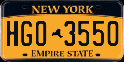 NY license plate HGO3550