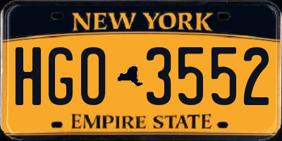 NY license plate HGO3552