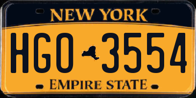 NY license plate HGO3554