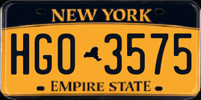 NY license plate HGO3575