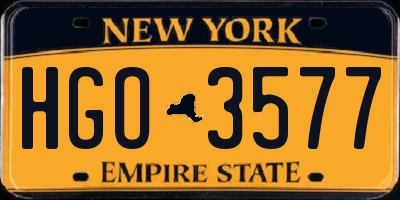 NY license plate HGO3577
