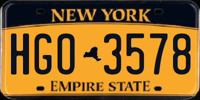 NY license plate HGO3578