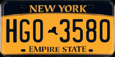 NY license plate HGO3580