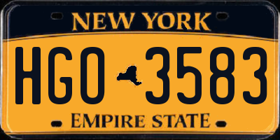 NY license plate HGO3583