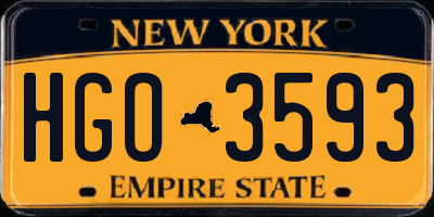 NY license plate HGO3593