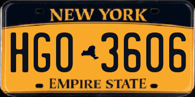 NY license plate HGO3606