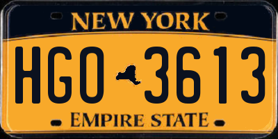 NY license plate HGO3613