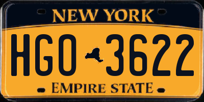 NY license plate HGO3622