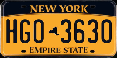 NY license plate HGO3630