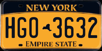 NY license plate HGO3632