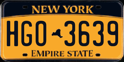 NY license plate HGO3639