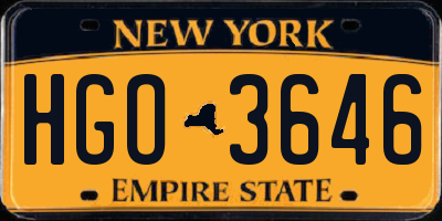 NY license plate HGO3646