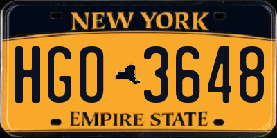 NY license plate HGO3648