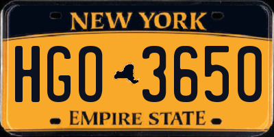 NY license plate HGO3650