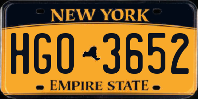 NY license plate HGO3652