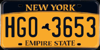 NY license plate HGO3653