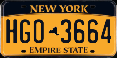 NY license plate HGO3664