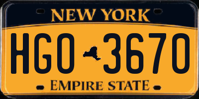 NY license plate HGO3670