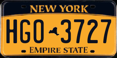 NY license plate HGO3727