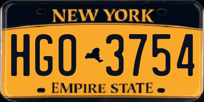 NY license plate HGO3754