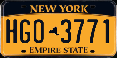 NY license plate HGO3771