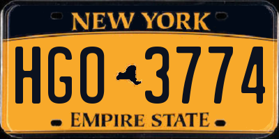 NY license plate HGO3774