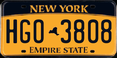 NY license plate HGO3808