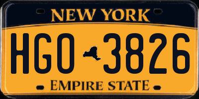 NY license plate HGO3826