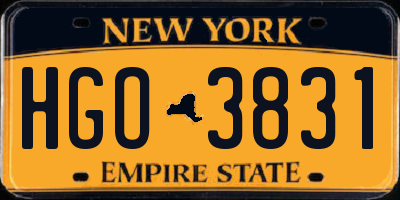 NY license plate HGO3831