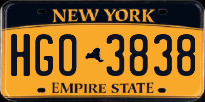 NY license plate HGO3838