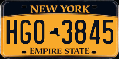 NY license plate HGO3845