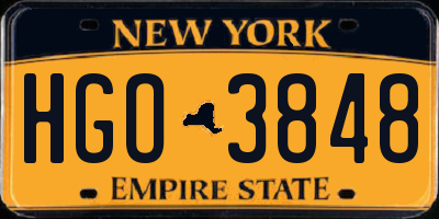 NY license plate HGO3848