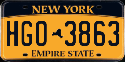 NY license plate HGO3863