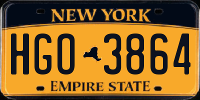 NY license plate HGO3864