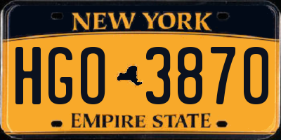 NY license plate HGO3870