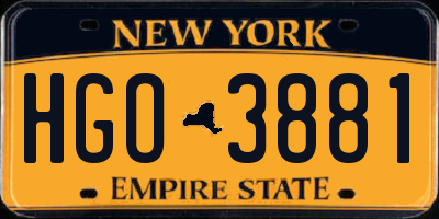 NY license plate HGO3881