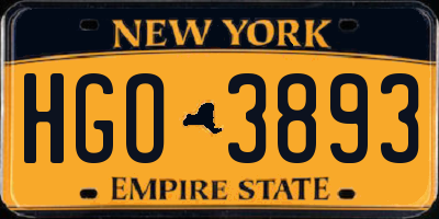 NY license plate HGO3893