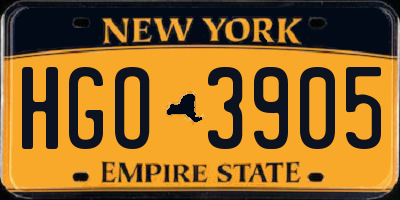 NY license plate HGO3905